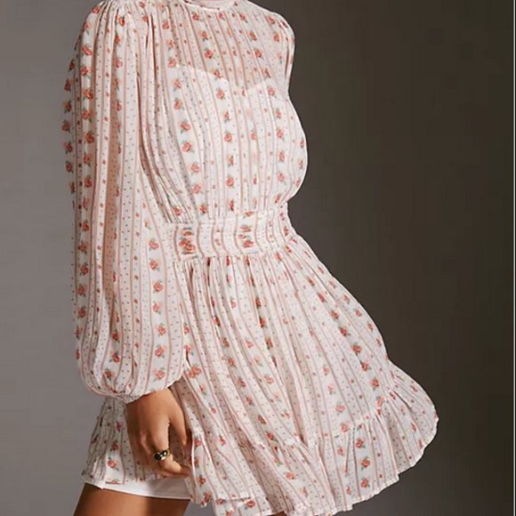 Anthropologie XL NWT Let Me Be Mock Neck Sheer Mini Dress - Picture 4 of 9